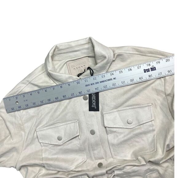 Blank NYC Shacket WMNS L Beige Snap Tied Jacket Longline Faux Suede Flap Pockets - Picture 8 of 14